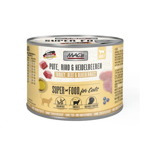 Výhodné balení MAC's Cat 2 x 6 ks (12 x 200 g) - Krůtí, hovězí a borůvky