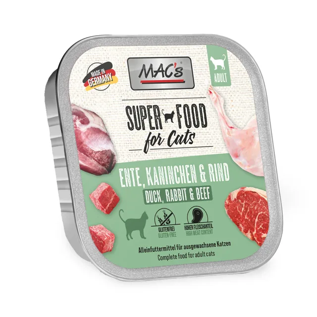 Výhodné balení MAC's Cat vanička 64 x 100 g - kachní, králičí, hovězí