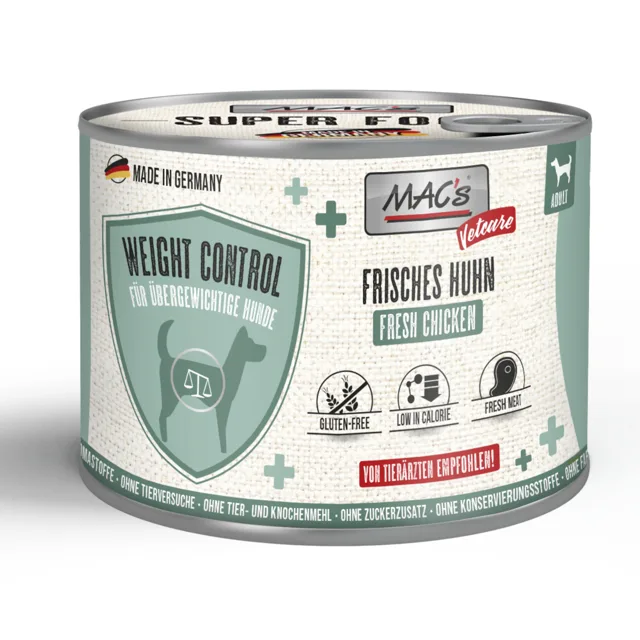 Výhodné balení: MAC's Dog Vetcare kontrola hmotnosti 24 x 200 g - kuřecí