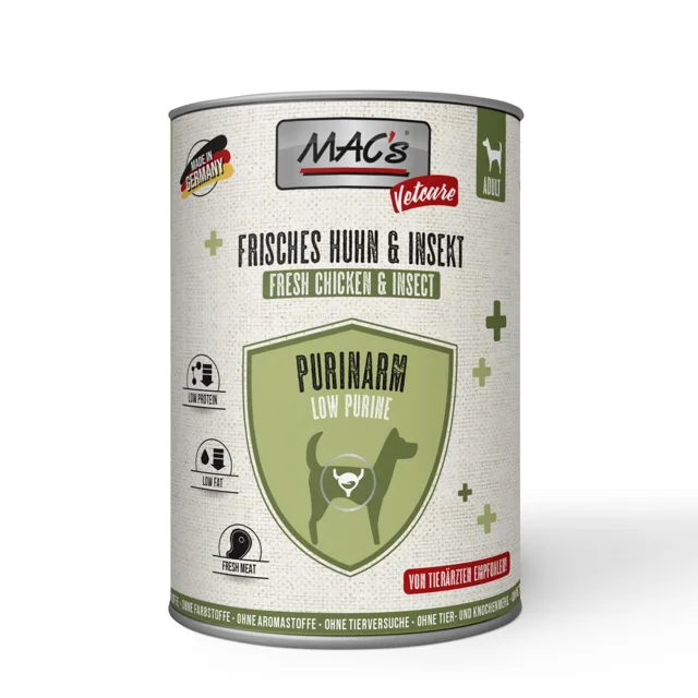 Výhodné balení MAC's Dog Vetcare Purinarm 24 x 400 g - Kuře a hmyz