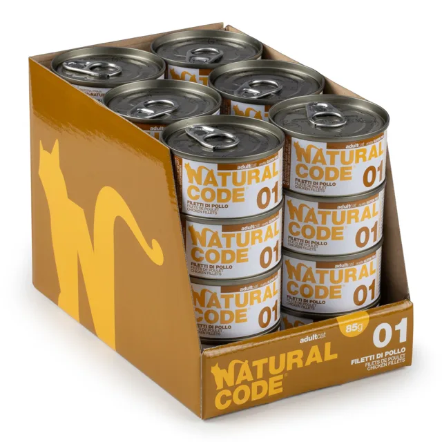 Výhodné balení: Natural Code Cooking Water konzerva 24 x 85 g - kuřecí filety