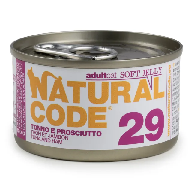 Výhodné balení Natural Code Soft Jelly konzerva 24 x 85 g - tuňák a papája