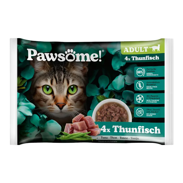 Výhodné balení: Pawsome Adult Cat 8 x 85 g - tuňák