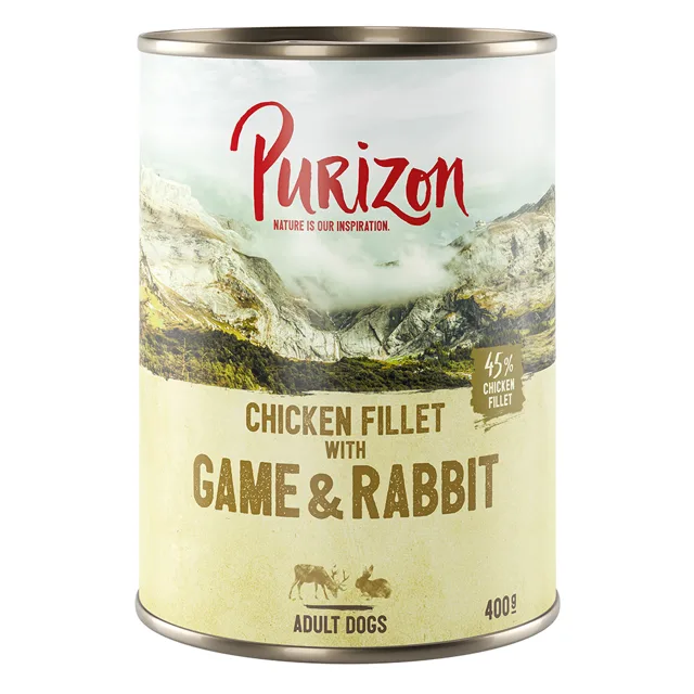 Výhodné balení Purizon Adult - bez obilovin 24 x 400 g  - Black Angus a krůtí s batáty a brusinkami