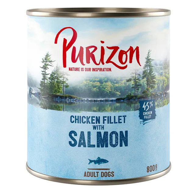 Výhodné balení Purizon Adult - bez obilovin 24 x 800 g   - Losos se špenátem a kokosem