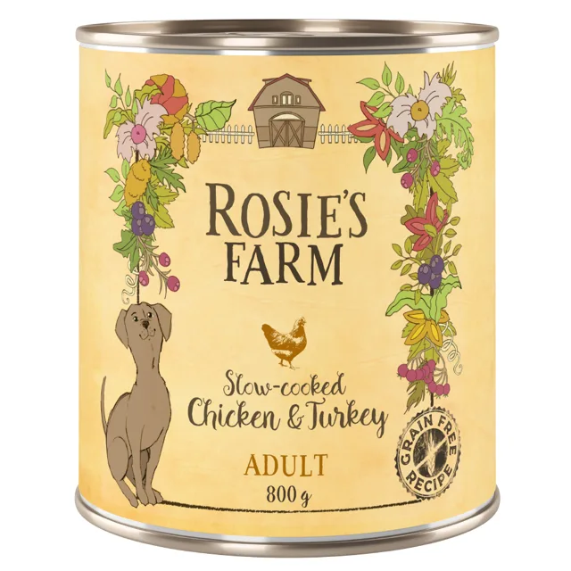 Výhodné balení Rosie's Farm Adult 24 x 800 g - zvěřina & bažant s lososem