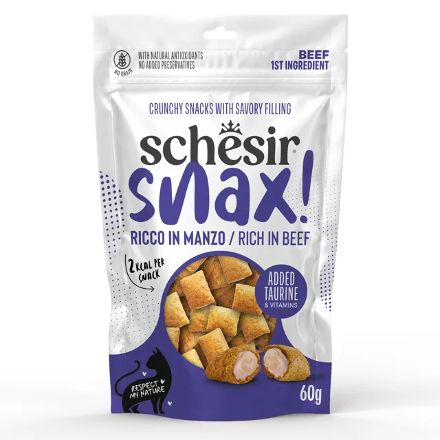 Výhodné balení: Schesir Snax! polštářky 3 x 60 g - hovězí
