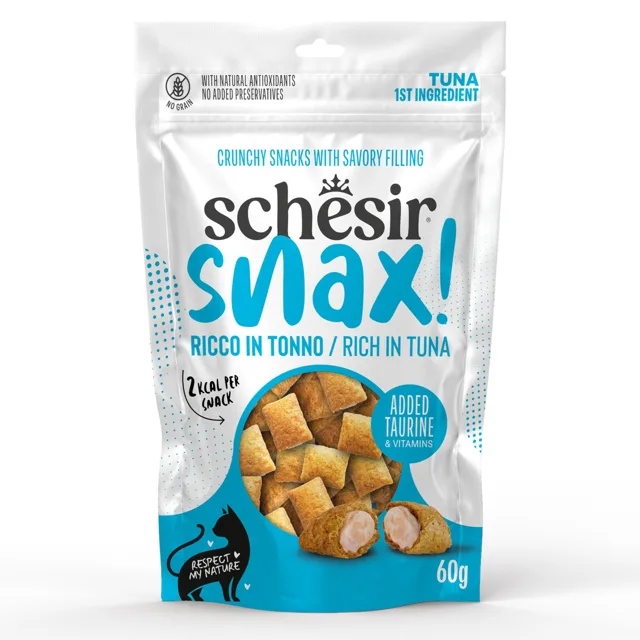 Výhodné balení: Schesir Snax! polštářky 3 x 60 g - tuňák