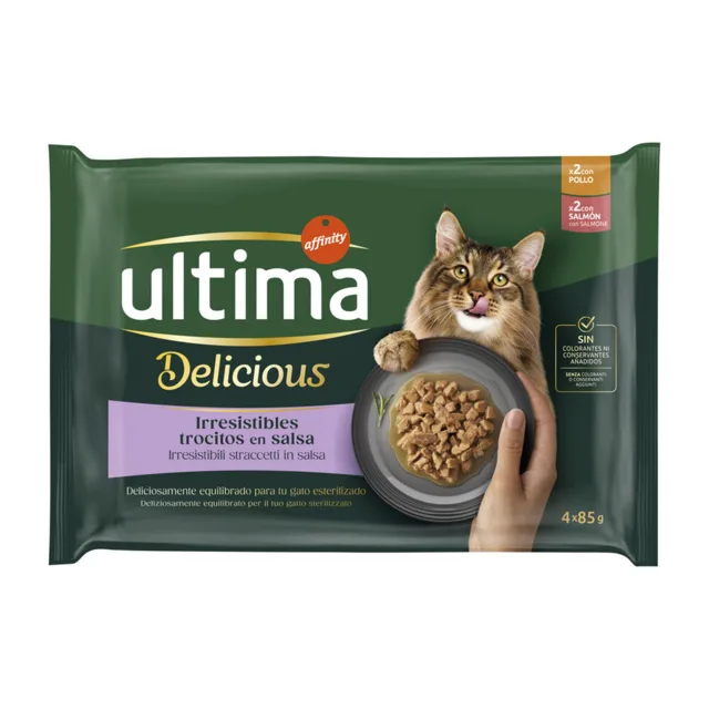 Výhodné balení Ultima Cat Sterilized 96 x 85 g - kuřecí a losos