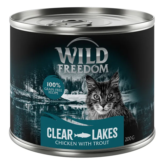Výhodné balení Wild Freedom Adult 12 ks (12 x 200 g) - Clear Lakes - pstruh a kuře