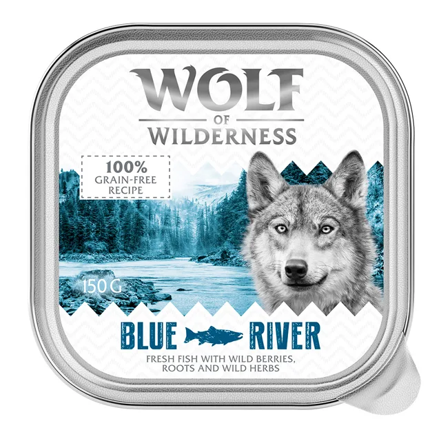 Výhodné balení Wolf of Wilderness Adult 24 x 150 g vanička - Blue River - rybí