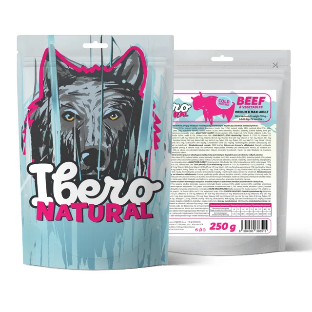 Vzorek - Ibero Cold Press Dog Medium &amp; Maxi Adult Beef  - 250g