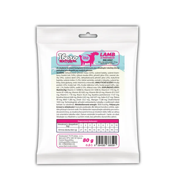 Vzorek - Ibero Cold Pressed Dog Adult Mini Lamb  - 80g