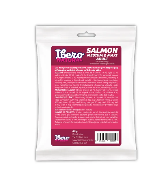 Vzorek - Ibero Natural Dog Medium &amp; Maxi Adult Salmon - 80g