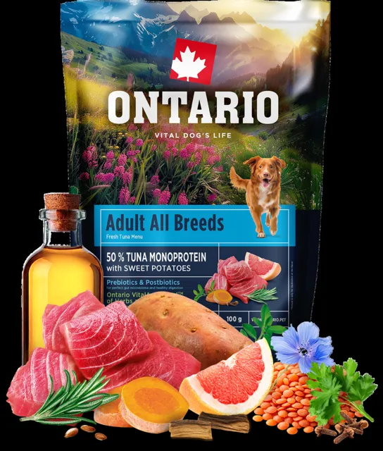 Vzorek - Ontario Adult All Breeds Monoprotein Tuna & Sweet Potatoes 100g