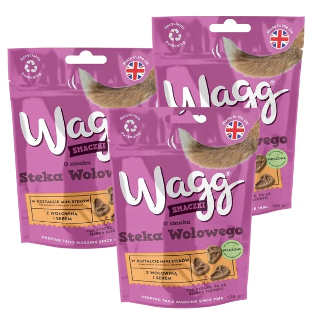 WAGG Mini Steaky s hovězím masem a sýrem pamlsek pro psa 3x125g