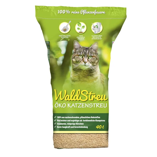WaldStreu ekologické stelivo pro kočky - 40 litrů (10 kg)