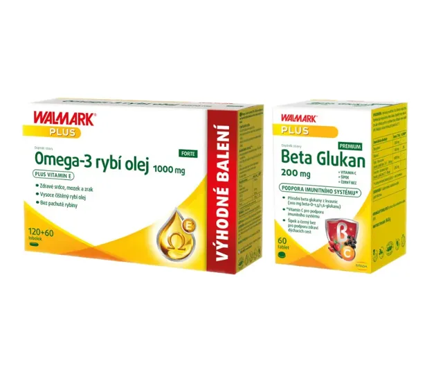 Walmark Omega-3 FORTE 1000mg 120+60 tob. + Walmark Beta Glukan 200 mg 60 tbl.