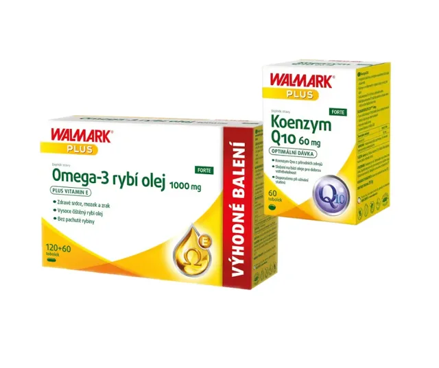 Walmark Omega-3 Forte 1000mg 120+60 tob. + Walmark Koenzym Q10 Forte 60mg 60 cps.
