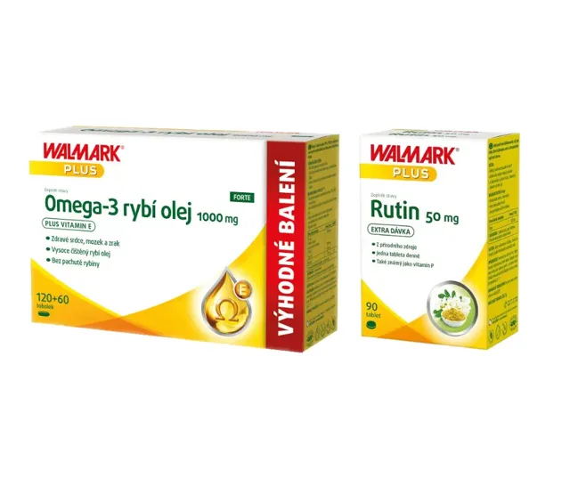 Walmark Omega-3 FORTE 1000mg 120+60 tob. + Walmark Rutin 50 mg 90 tbl.
