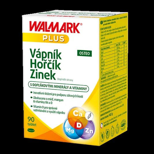 Walmark Vápník Hořčík Zinek OSTEO,  kosti, zuby a svaly 90 tablet