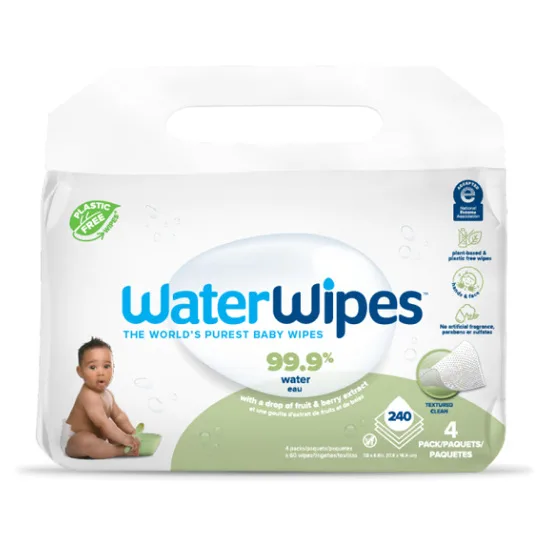 WATERWIPES Ubrousky vlhčené bez obsahu plastů Soapberry 4 x 60 ks