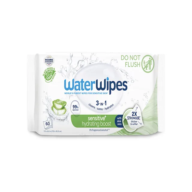 WATERWIPES Ubrousky vlhčené Hydrating clean with aloevera 3in1 60 kusů