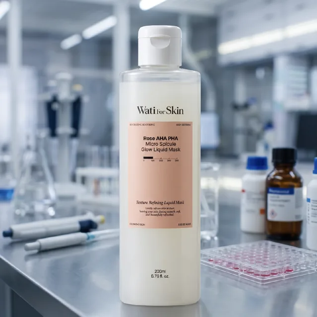 WATI FOR SKIN - Rose AHA PHA Micro Spicule Glow Liquid Mask - Rozjasňující "tekutá maska" (toner) s technologií mikro jehliček - 200 ml
