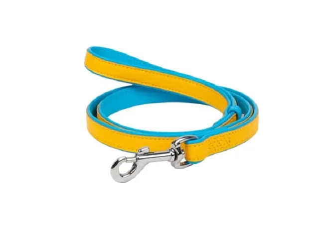 WAU-DOG Glamour Colors of freedom Kožené vodítko s QR kódem pro psy S-M 18 mm / 122 cm