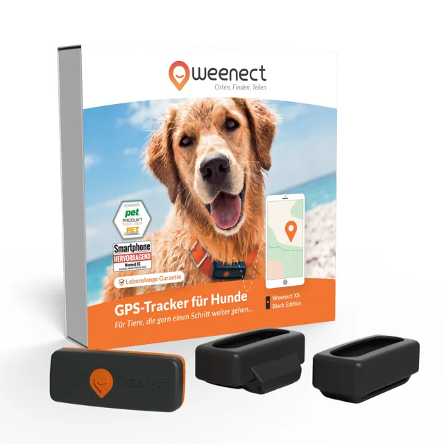 Weenect GPS tracker XS pro domácí mazlíčky pro psy – bez obojku - černá včetně univerzálního silikonového pouzdra