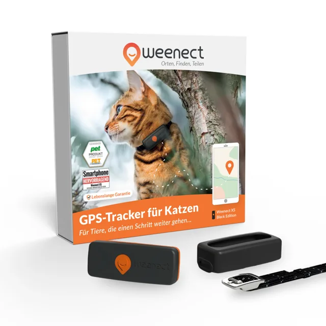 Weenect XS GPS lokátor pro kočky - bílý, včetně bílého obojku - černá
