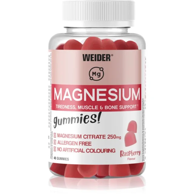 Weider Magnesium Gummies želatinové tablety pro normální činnost nervové soustavy příchuť Raspberry 48 ks