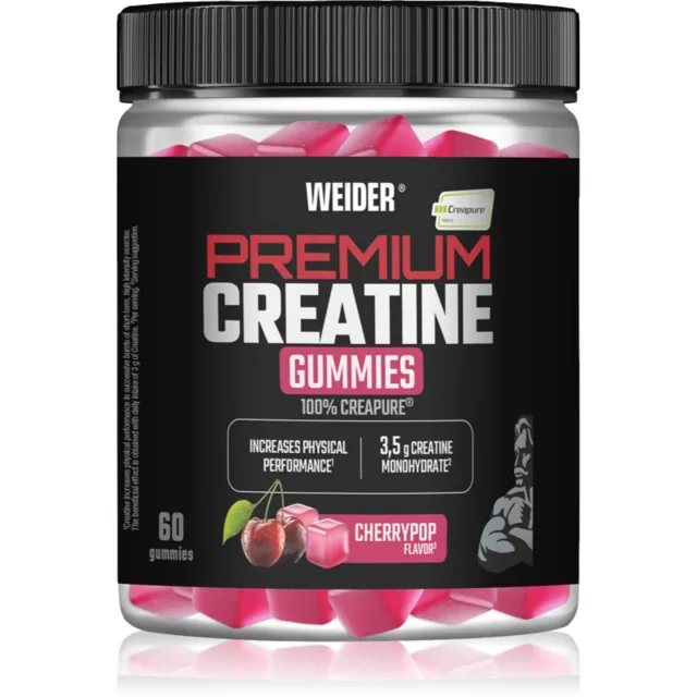 Weider Premium Creatine Gummies želatinové tablety pro podporu sportovního výkonu příchuť Cherrypop 180 g
