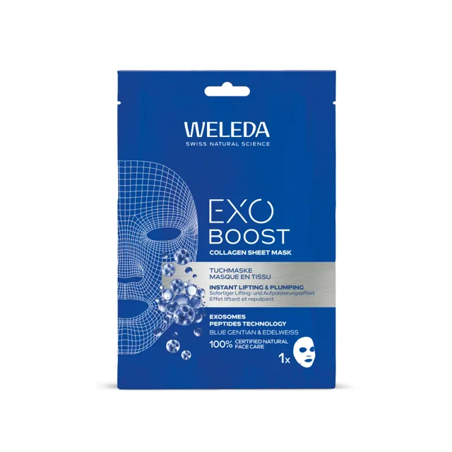 Weleda Exo Boost Kolagenová maska Modrý hořec a Protěž alpská 1 ks