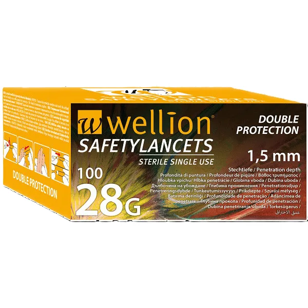 Wellion Safety Lancets jednoráz.bezp.jeh.28G 100ks
