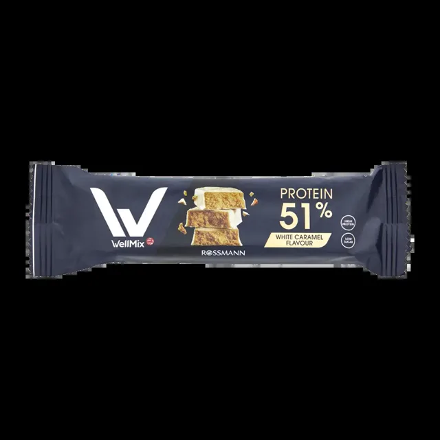 WellMix Proteinová tyčinka v bílé čokoládě s křupinkami a příchutí karamelu 50 g