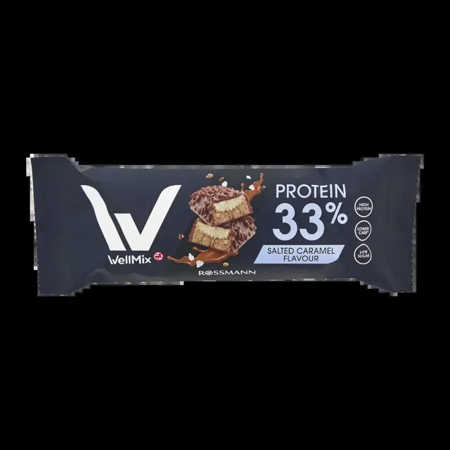 WellMix Proteinová tyčinka v čokoládě s příchutí slaný karamel 45 g