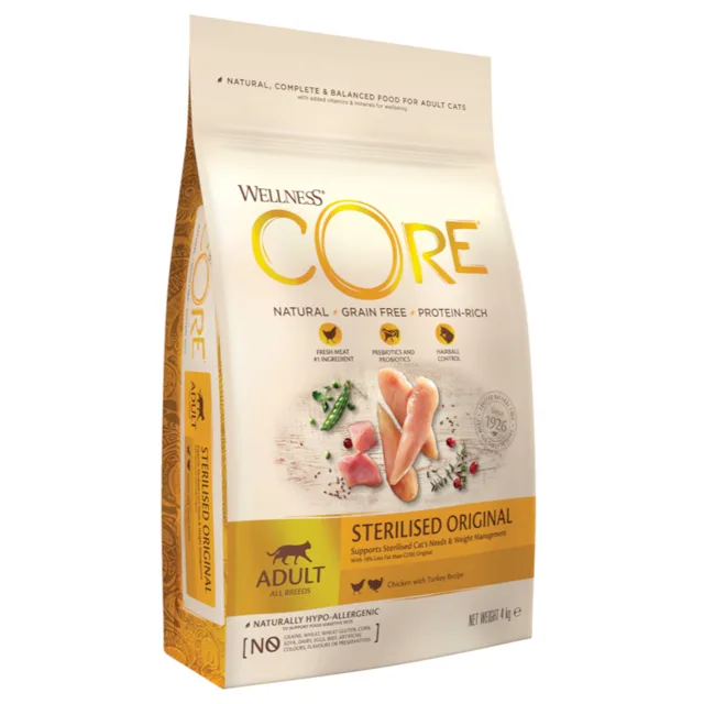 Wellness Core Cat Adult Sterilized Original - výhodné balení: 2 x 4 kg