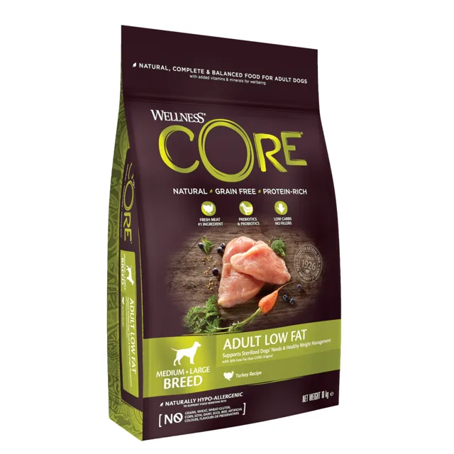 Wellness Core Dog Low Fat krůtí - 10 kg