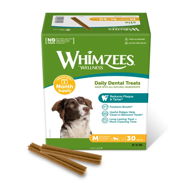 Whimzees by Wellness měsíční Stix box - velikost M: pro středně velké psy: (900 g, 30 kusů)