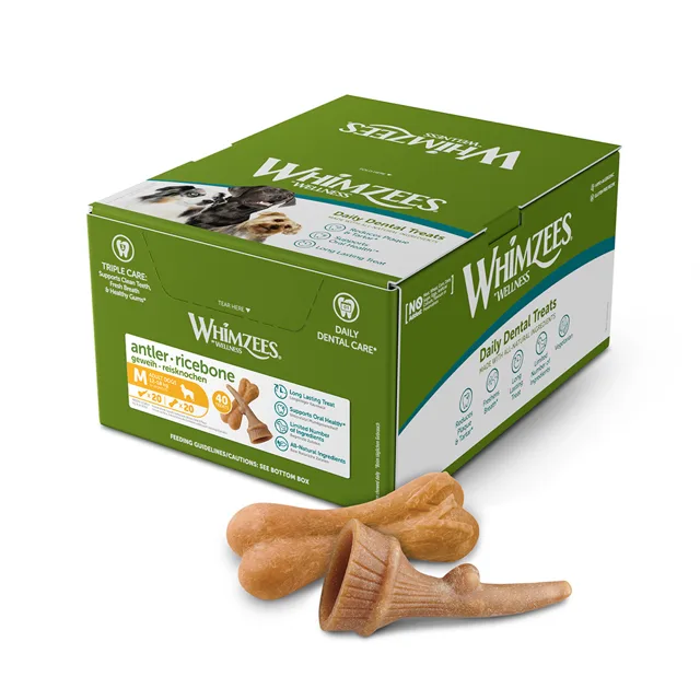 Whimzees by Wellness – parohy a rýžové kostičky - výhodné balení: 2 x velikost M