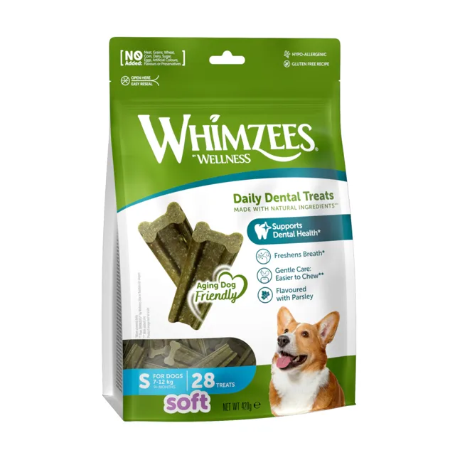 Whimzees by Wellness Soft Snacks - velikost S: pro malé psy (7–12 kg, 28 kusů)