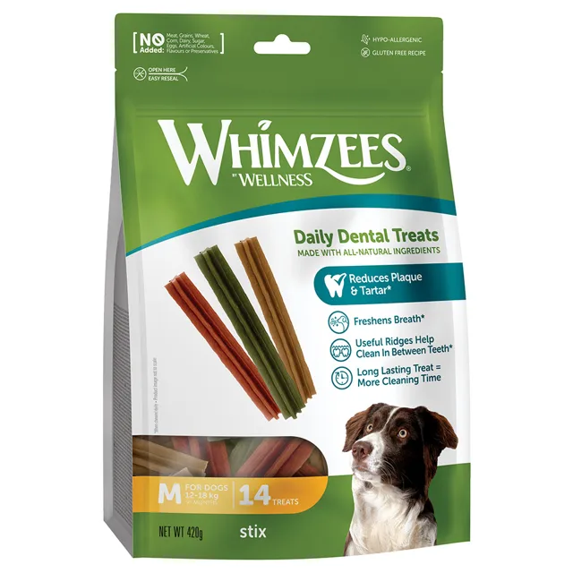 Whimzees by Wellness Stix pro psy - velikost M: pro středně velké psy (12 - 18 kg, 14 kusů)