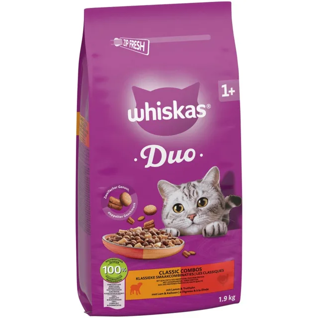 Whiskas 1+ Duo Classic Combos jehněčí a krůtí - 1,9 kg
