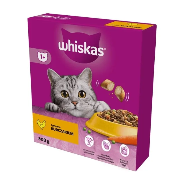WHISKAS Adult+1 suché krmivo pro kočky s kuřecím masem 800g