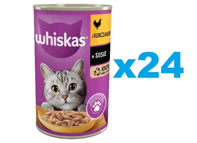 WHISKAS Adult 24x400 g kompletní krmivo pro dospělé kočky s kuřecím masem v omáčce