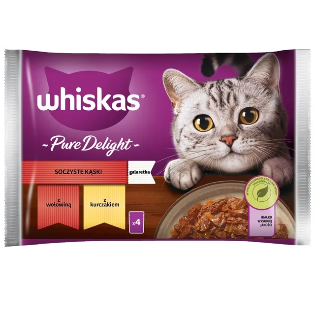 WHISKAS Adult 4 x 85 g Mokré krmivo pro kočky Juicy Bites s hovězím a kuřecím masem