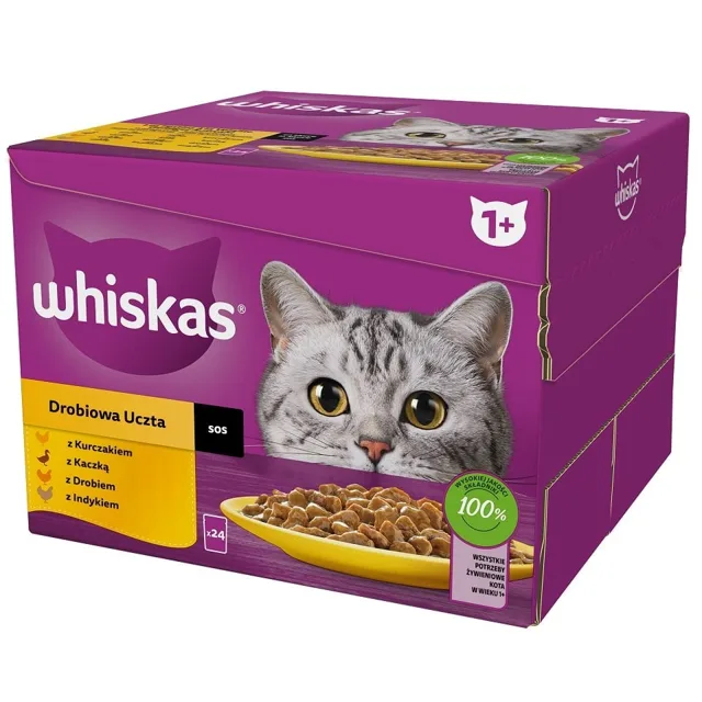 WHISKAS Adult Drůbeží hostina v omáčce 24x85g