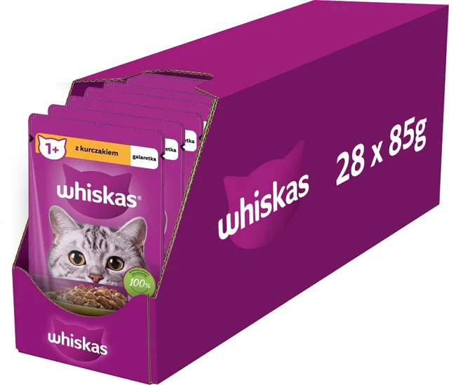 WHISKAS Adult kapsičky 28x85g krmivo pro dospělé kočky v želé s kuřecím masem