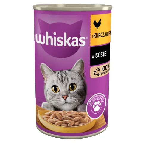 WHISKAS Adult konzerva 400g - krmivo pro dospělé kočky s kuřecím masem v omáčce